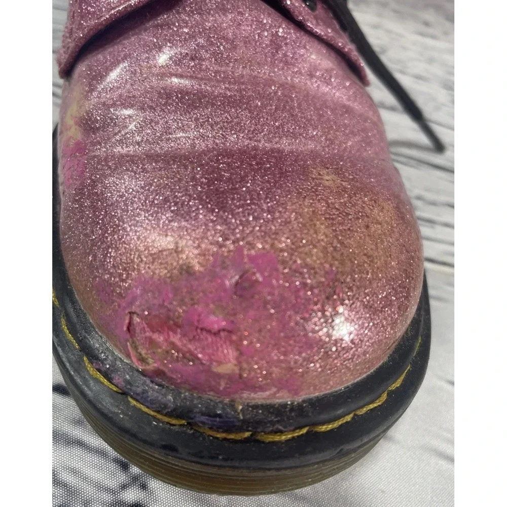 Doc Martens 1460J Combat Boots Youth Size US 5L/4M  Black‎ Pink Glitter